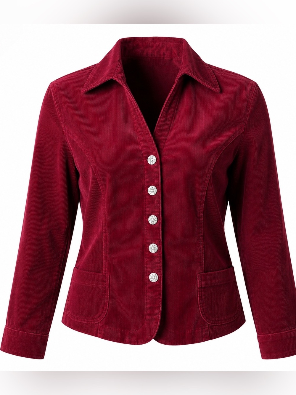 Autumnal Dress Barn Burgundy Corduroy Jacket - Small